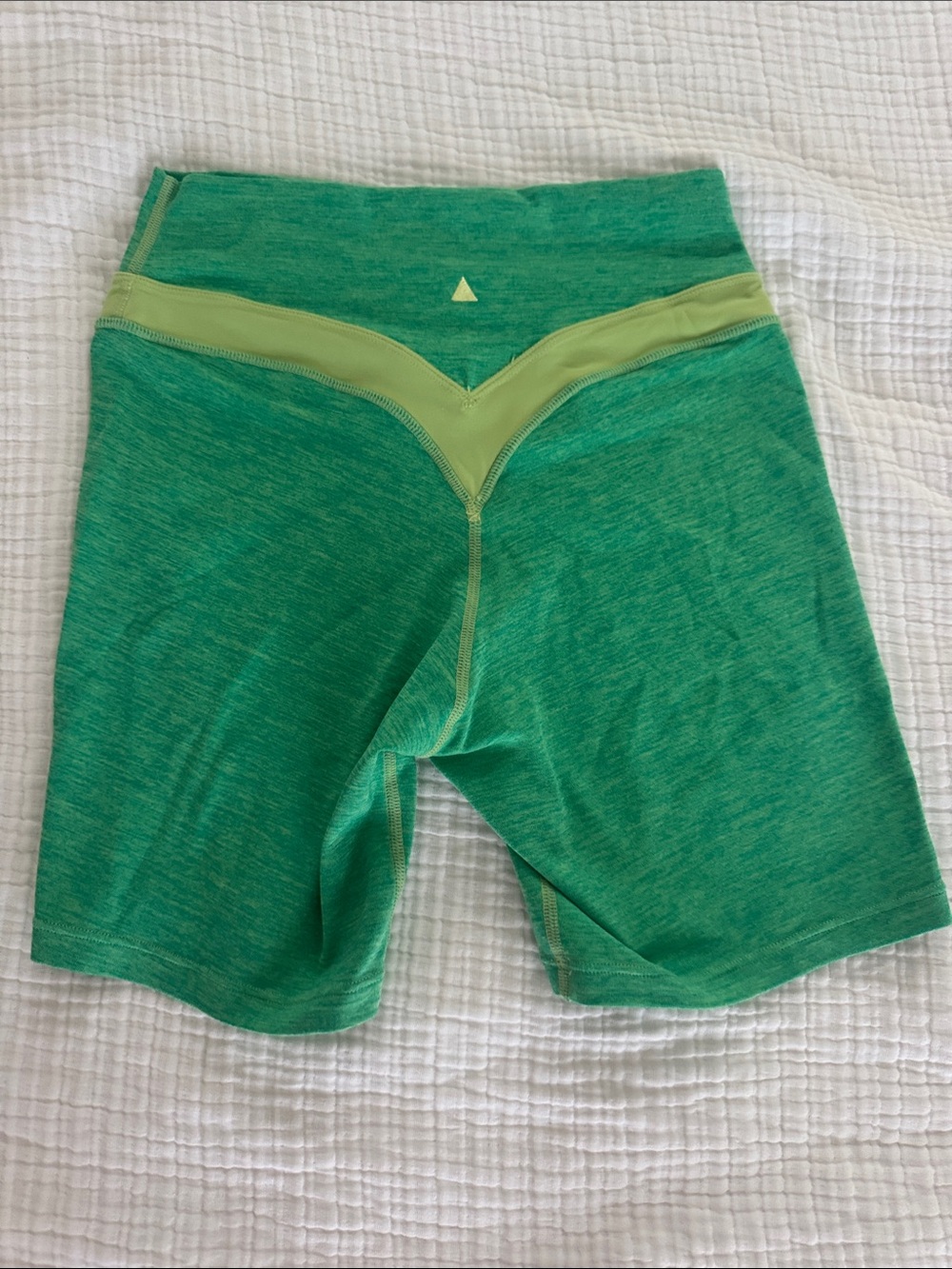 Women's High-Rise Green Bike Shorts with Subtle Logo